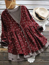 Women's Loose Fit Asymmetrical Print Open Front Linen Blouse